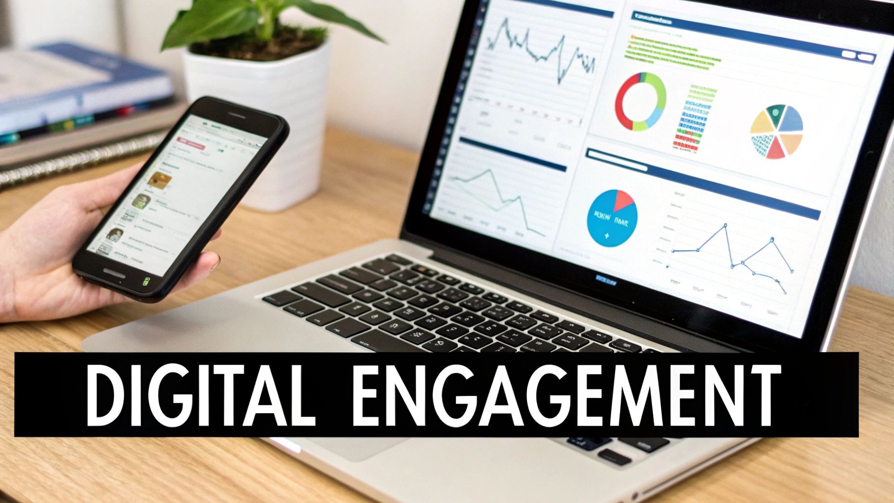 Image of people interacting with digital devices and platforms, representing digital engagement.