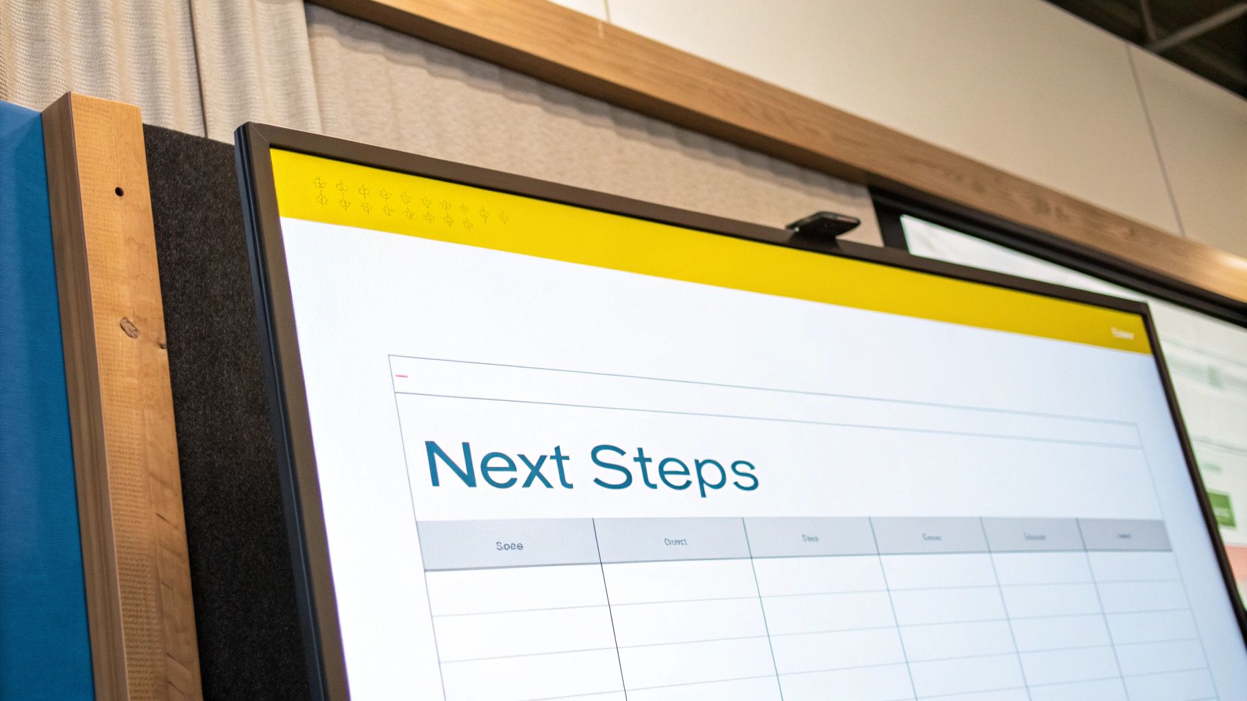 A person writing key takeaways on a whiteboard in a meeting room, symbolizing solidified decisions.
