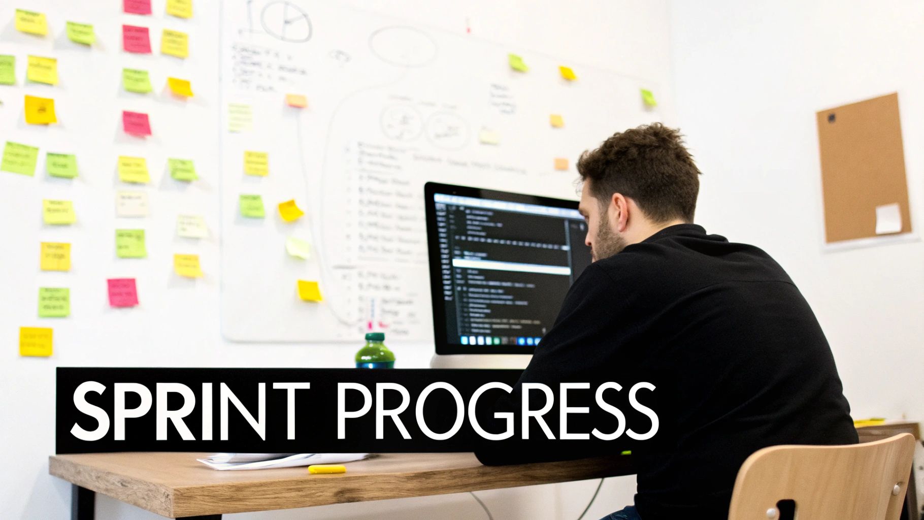 A burndown chart showing the ideal work remaining versus the actual work remaining over a sprint timeline.
