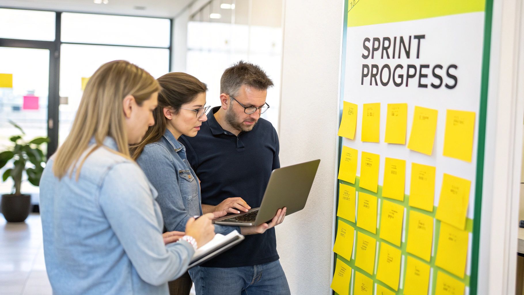 Agile Sprint Status Report showing sprint burndown and task status