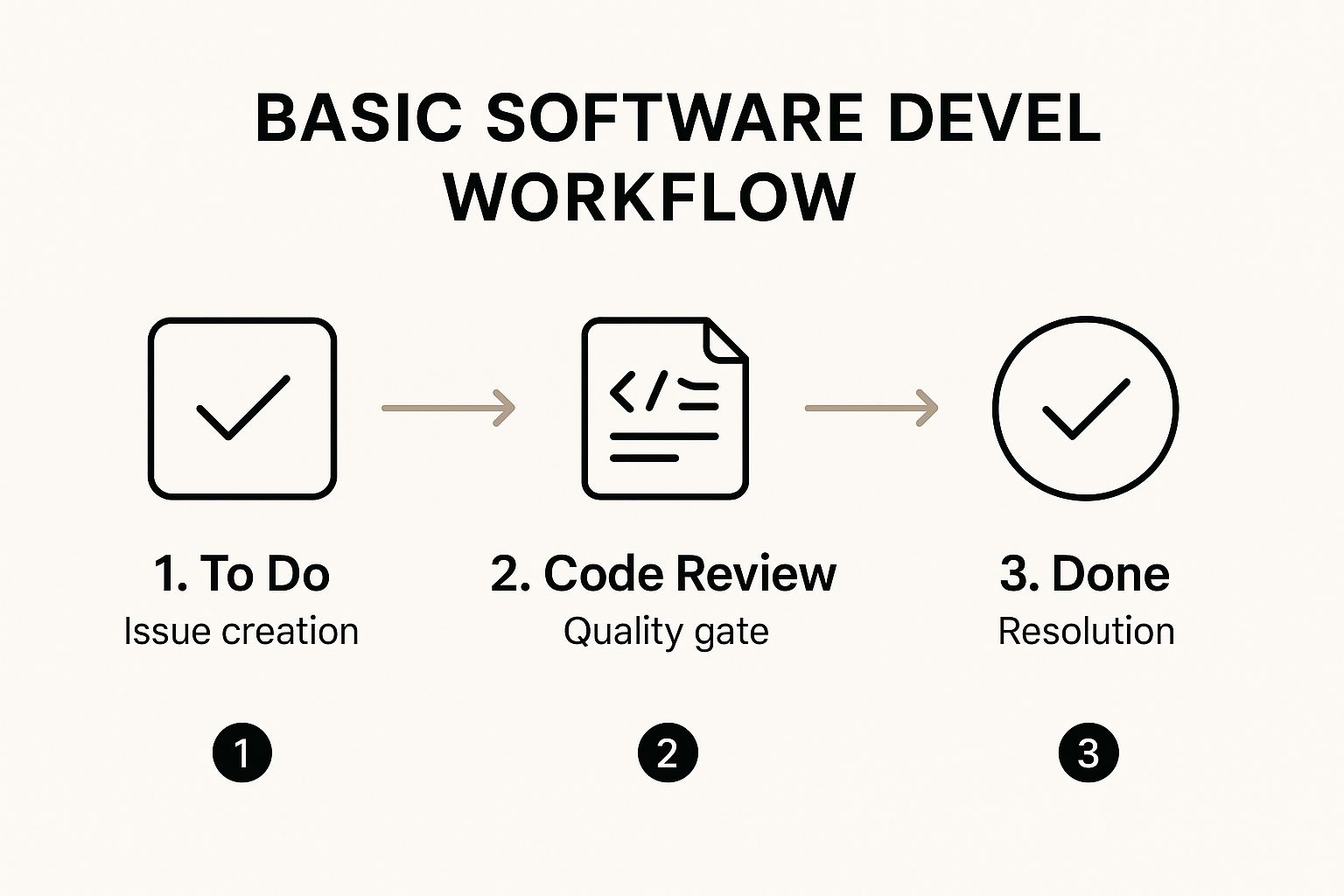 Infographic showing key data about Basic Software Development Workflow