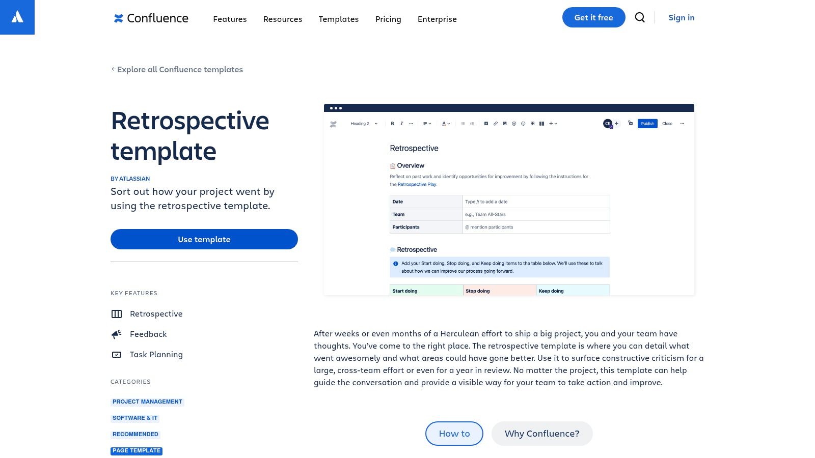 Atlassian – Confluence Retrospective Template