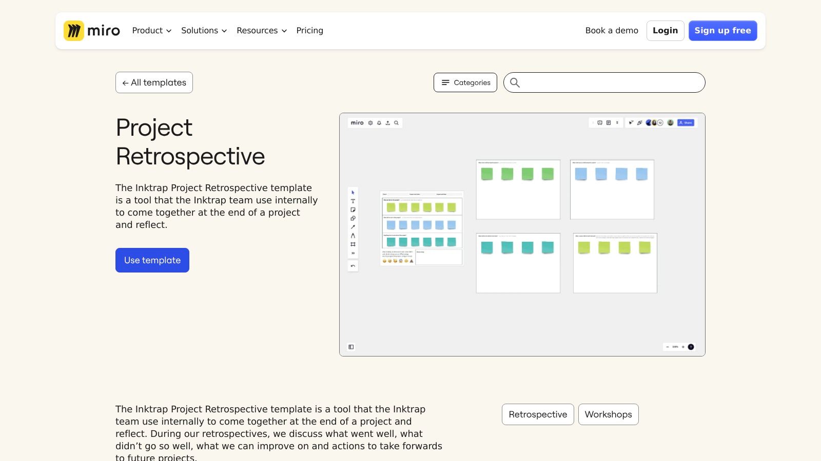 Miro – Project Retrospective Template