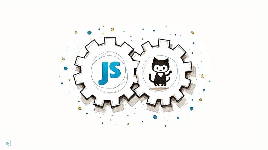 An abstract image representing the connection between Jenkins and GitHub with their logos