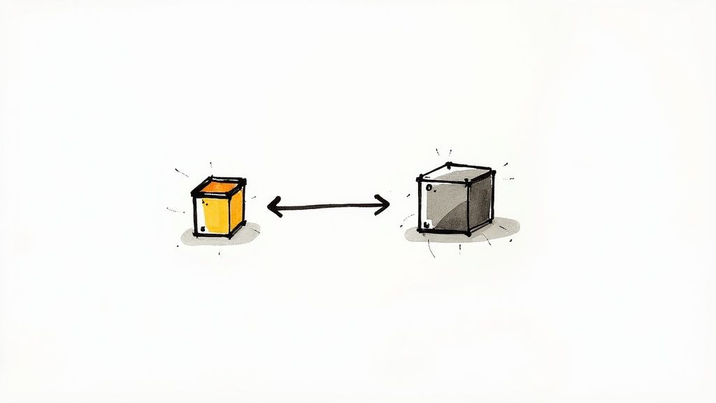 A streamlined visual of interconnected gears and code symbols, representing an orderly automation process.
