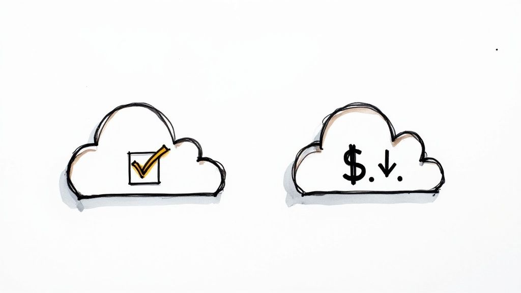 A diagram illustrating the concept of cloud-based testing, showing a central cloud platform connected to various devices and browsers, with icons for automation, load testing, and security scanning.