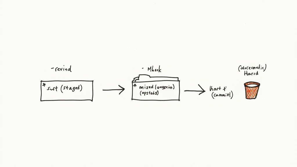 An abstract illustration of a clock rewinding, symbolizing undoing a commit in Git.