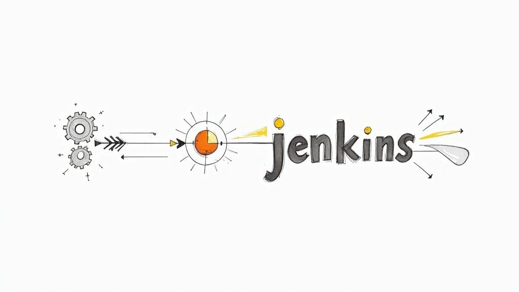 An abstract image representing the automation and orchestration capabilities of Jenkins in a CI/CD pipeline.