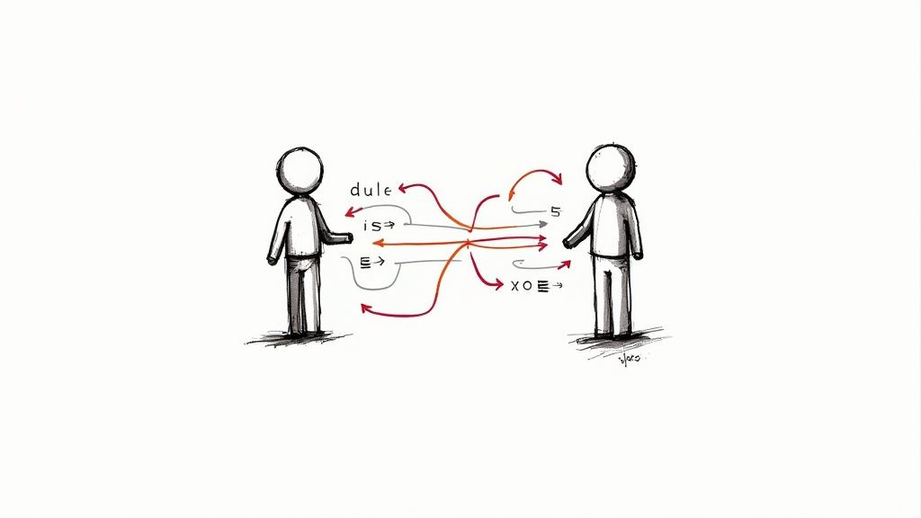 A team of developers collaborating and communicating effectively in an office setting.