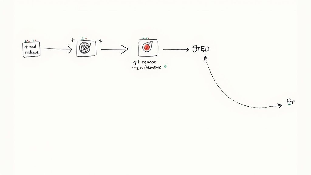 A developer's hands on a keyboard, representing the hands-on process of using Git commands.