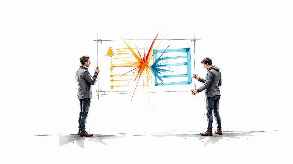 Developers experiencing the frustration of Git conflicts