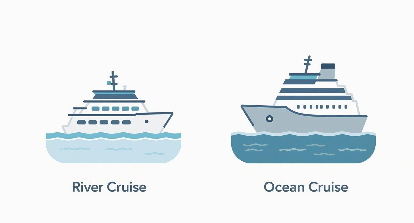 Infographic about river cruise vs ocean cruise