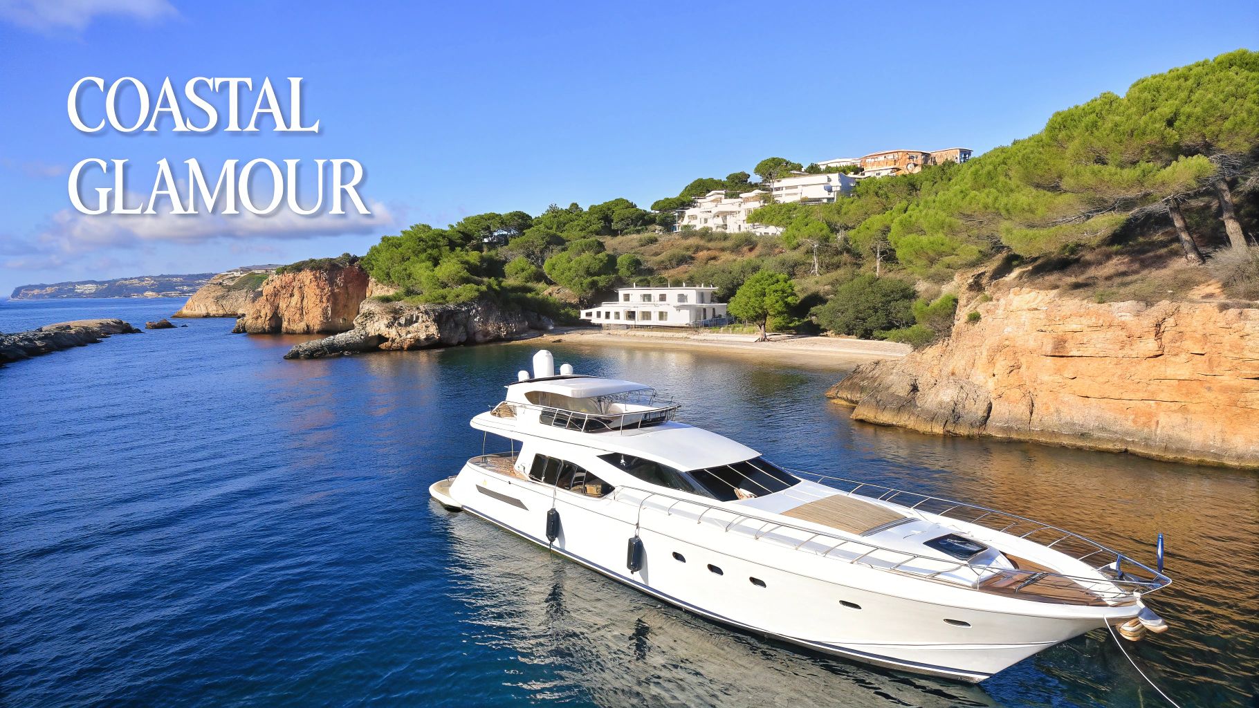 A secluded, luxurious beach in the Algarve during a sunny summer day.