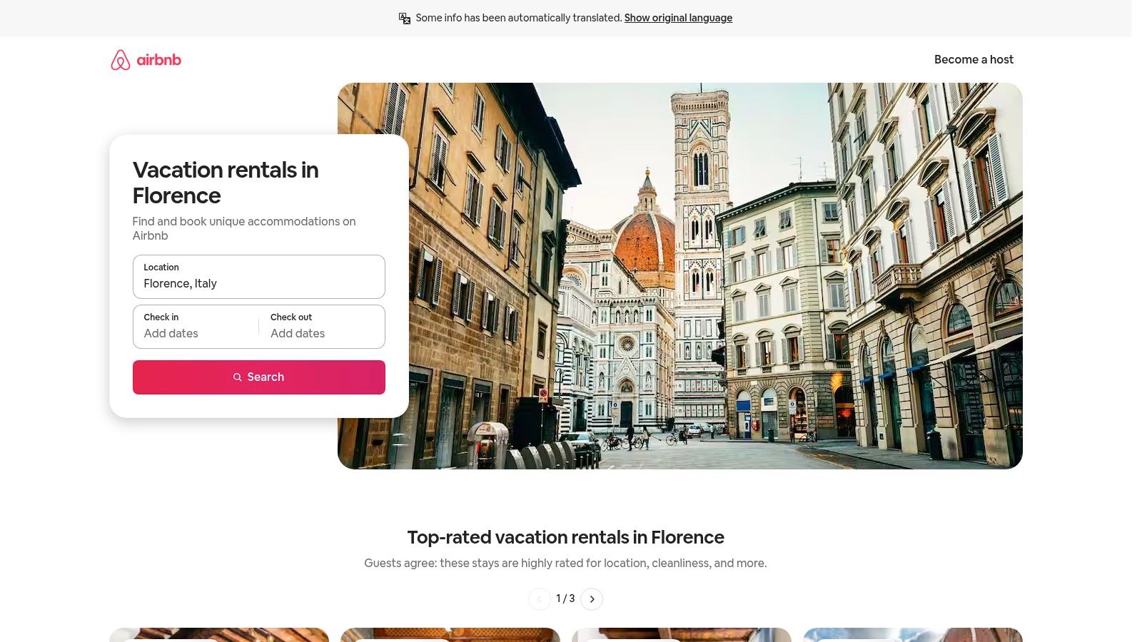 An Airbnb apartment with a view of Florence's Duomo.