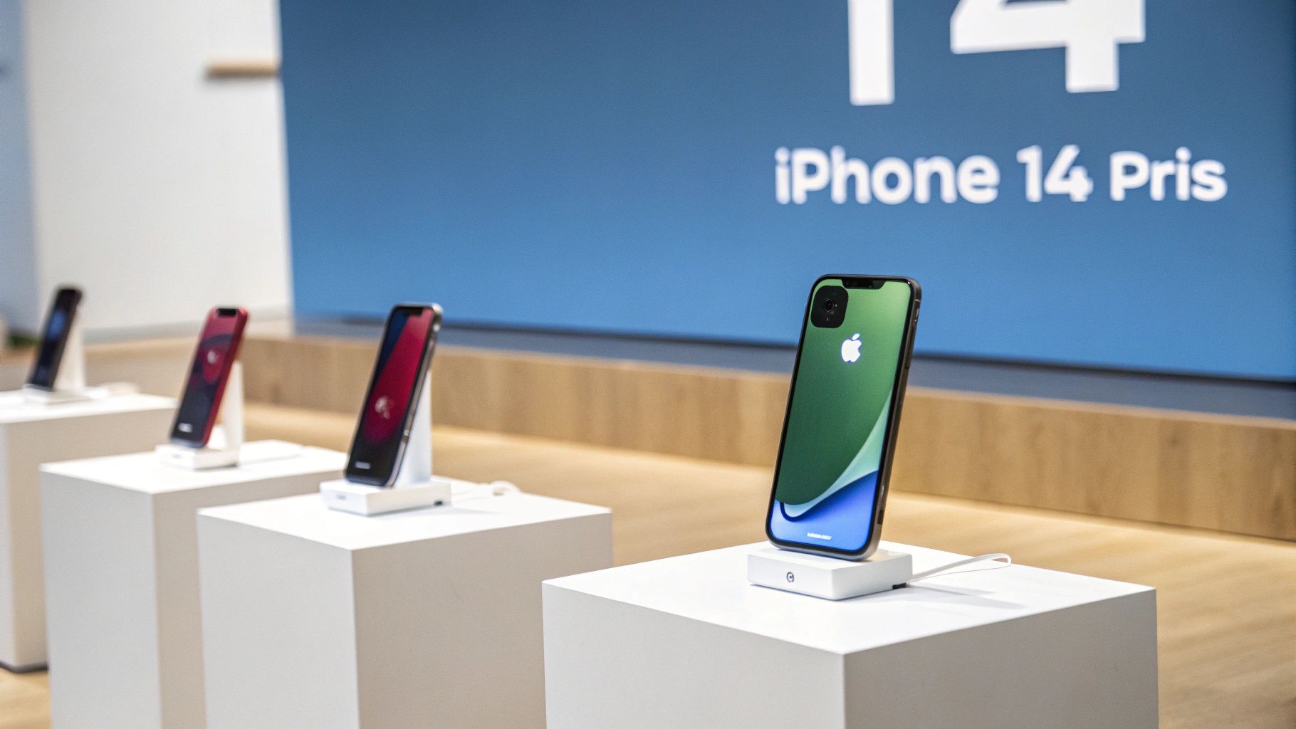 En iPhone 14 med farverige apps der viser behovet for lagerplads