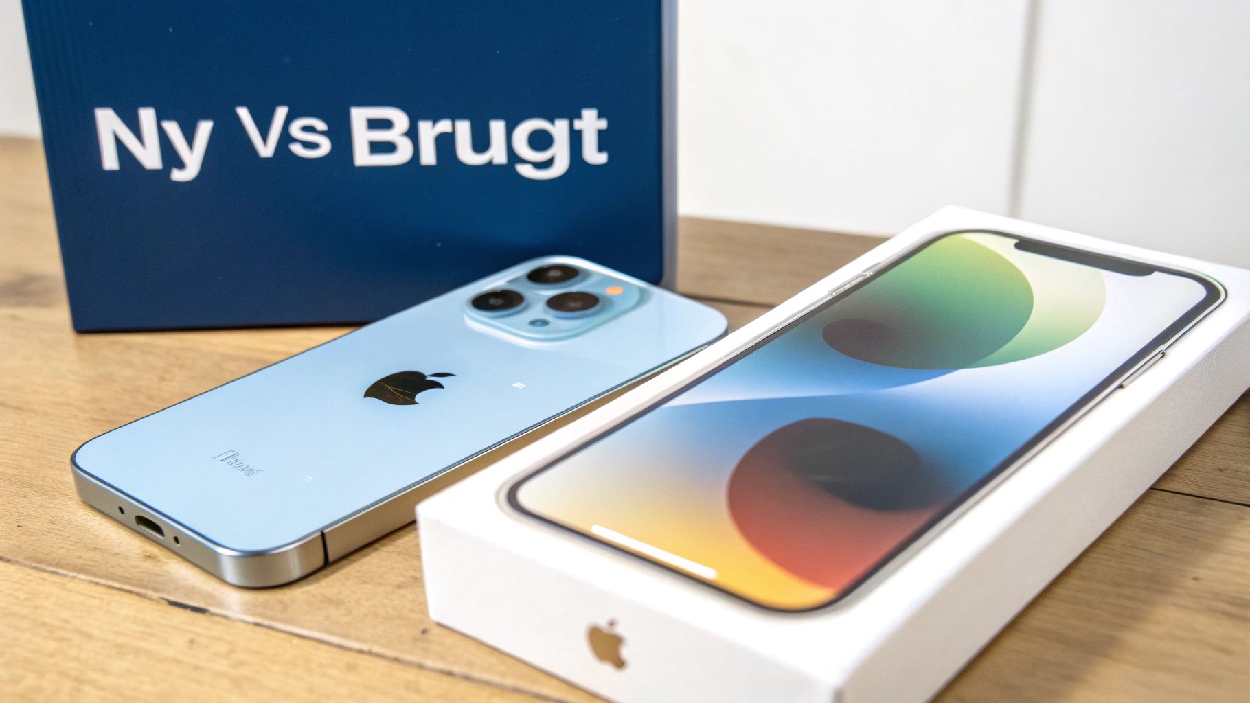 En person holder en iPhone 14 op og overvejer dens funktioner i forhold til prisen