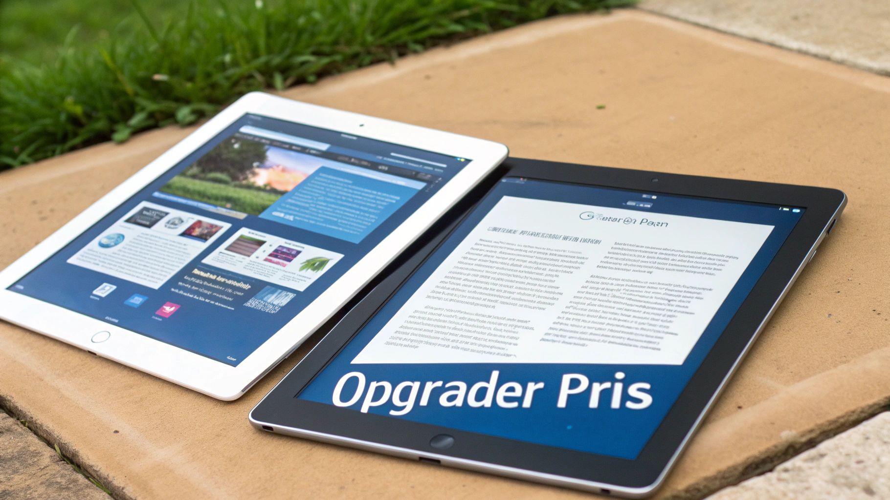 En person bruger en iPad til at scrolle gennem apps på en farverig skærm
