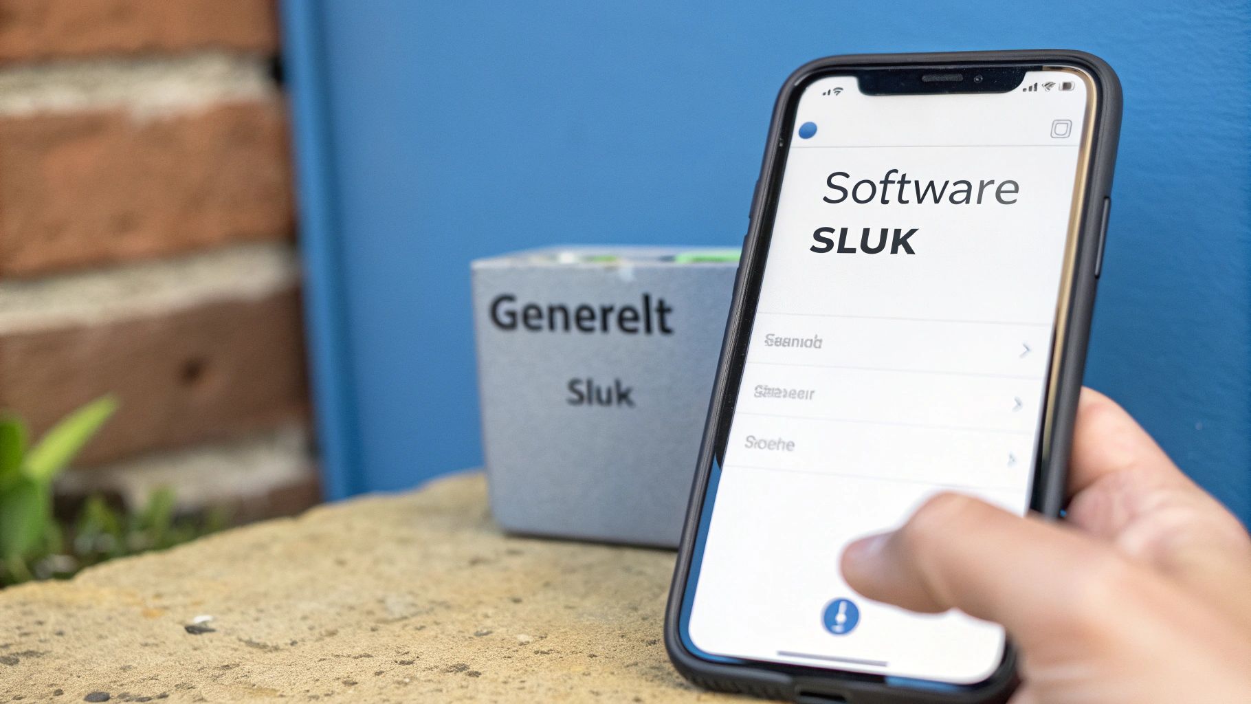 En iPhone, der viser Indstillinger-appen, klar til at blive slukket via software.