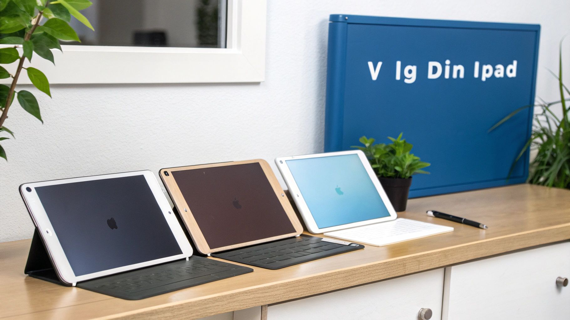 En person bruger en Apple Pencil på en iPad Pro, der viser et farverigt design