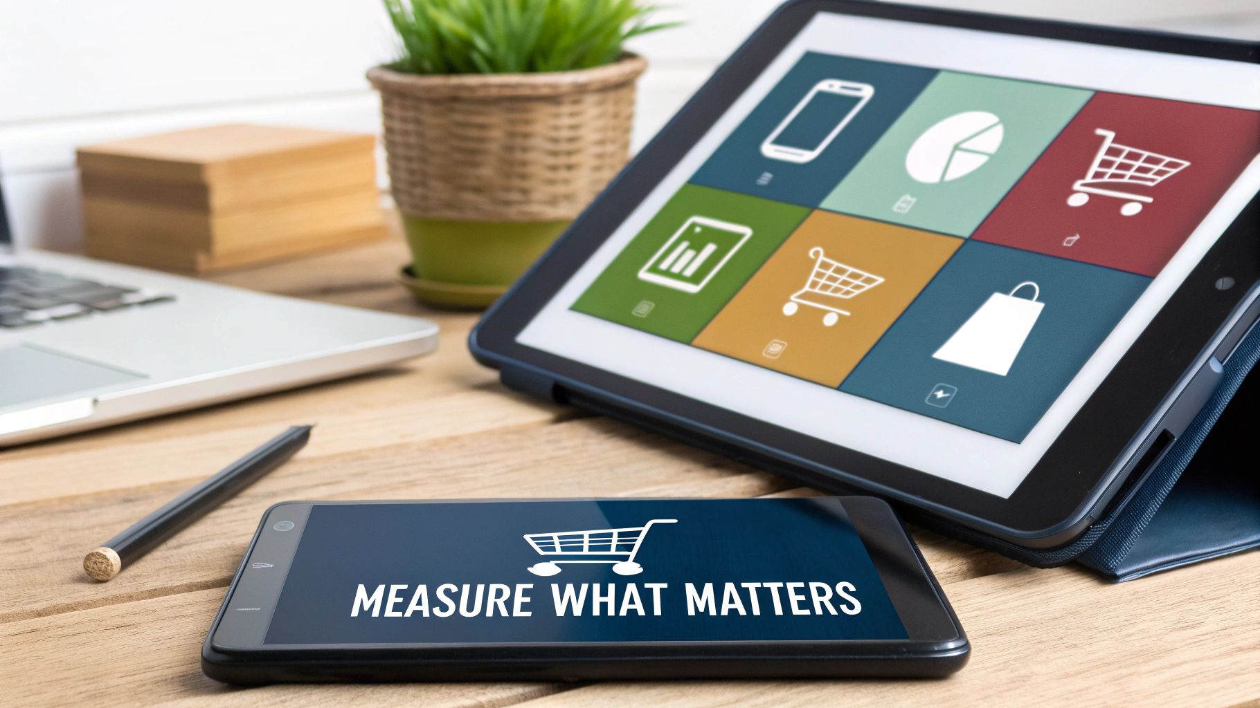 A marketing professional analyzing a dashboard with various performance metrics.