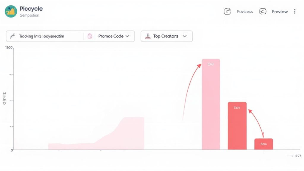 A data dashboard with an area chart and a bar chart showing trends for OIB, Suilt, and Apm.