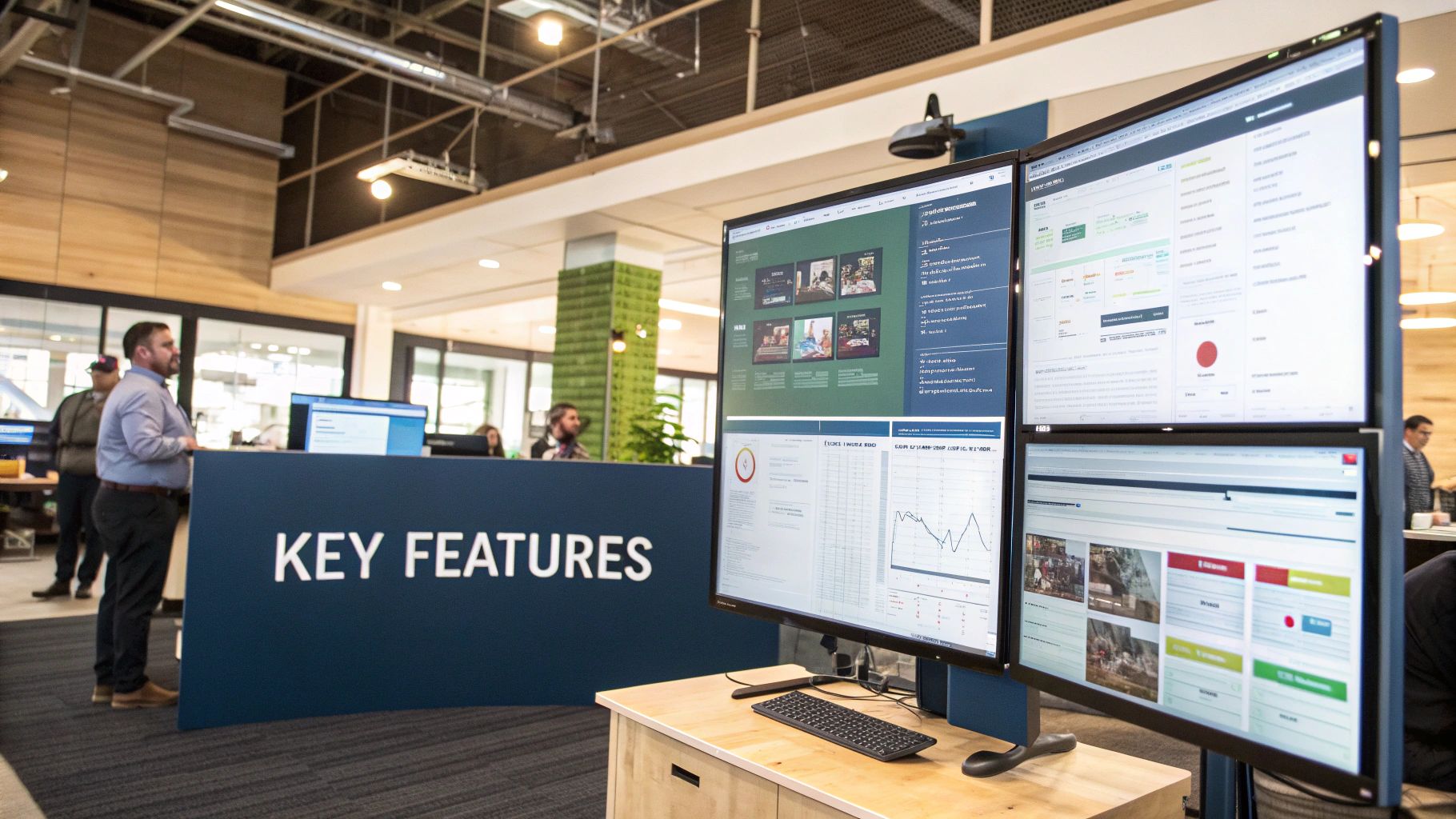A clean and modern marketing dashboard interface showing various charts and metrics on a screen.