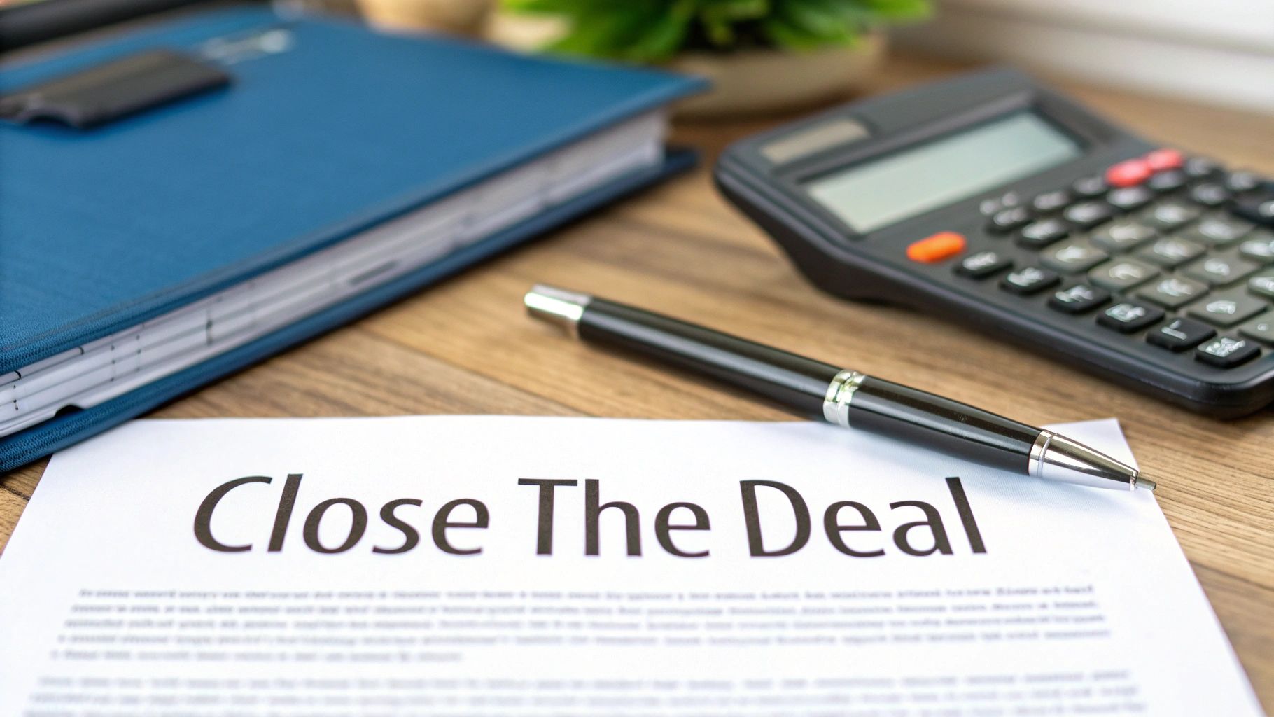 A person signing a contract on a wooden table with a laptop and a cup of coffee nearby, representing a professional sponsorship agreement.