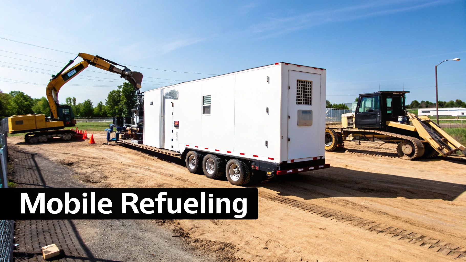 A specialized trailer delivering CNG natural gas to a worksite.