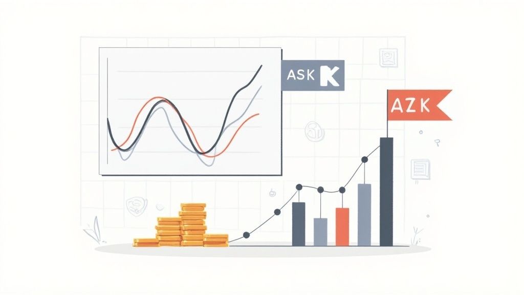A chart showing positive financial growth and projections