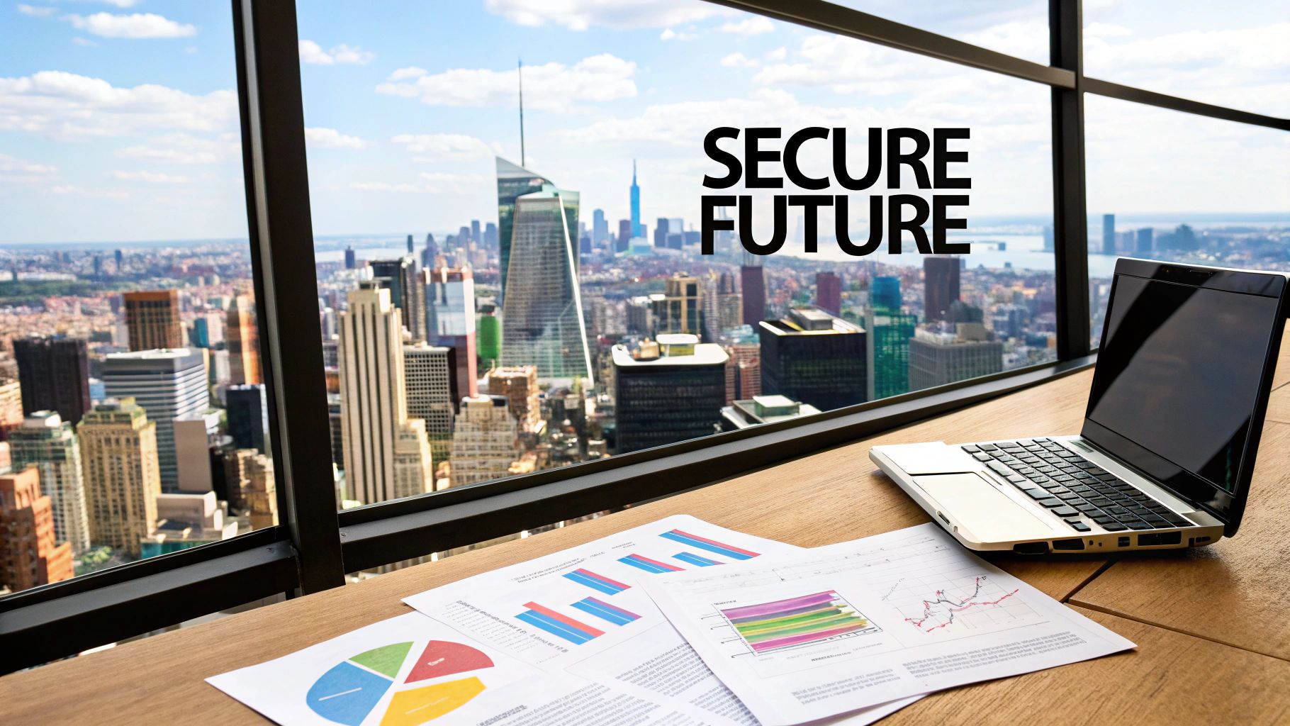 A group of professionals in a modern office, collaboratively reviewing documents on a large wooden table.