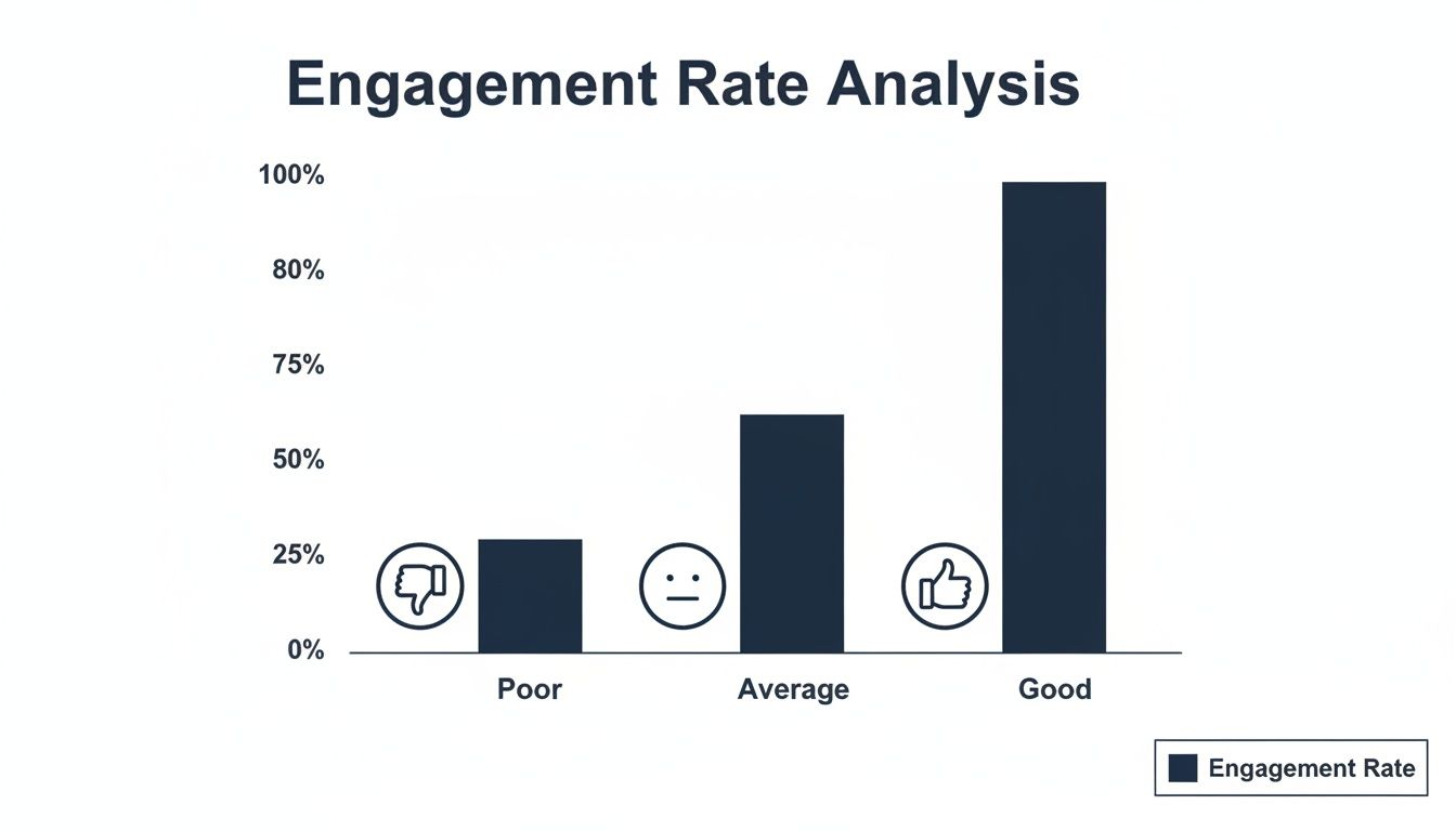 Bar chart illustrating engagement rate analysis across poor, average, and good categories.