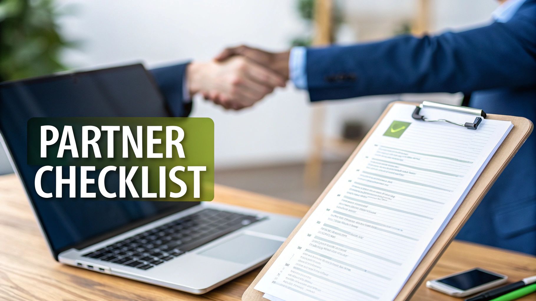 Two people shaking hands, finalizing a partnership agreement in an office.