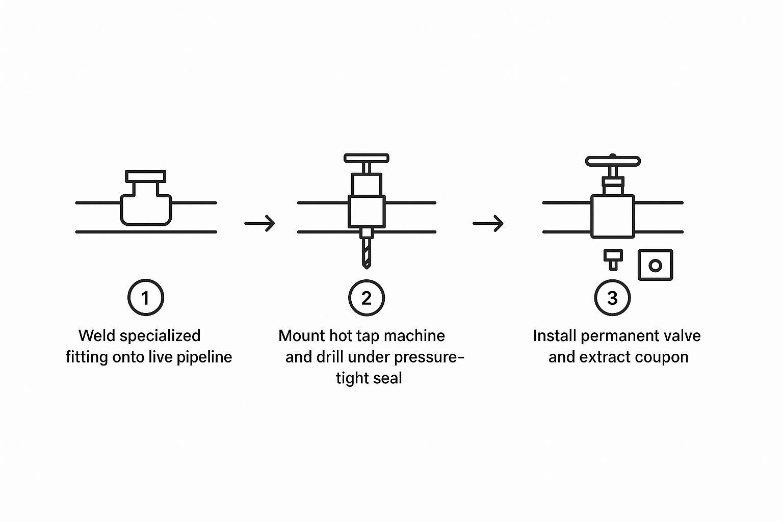 Infographic about hot tapping gas lines