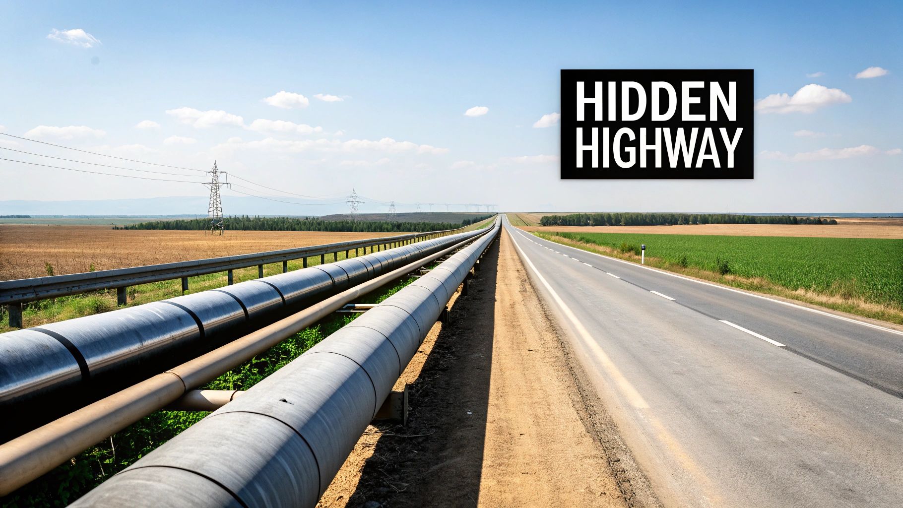 Underground natural gas pipeline being installed in a field