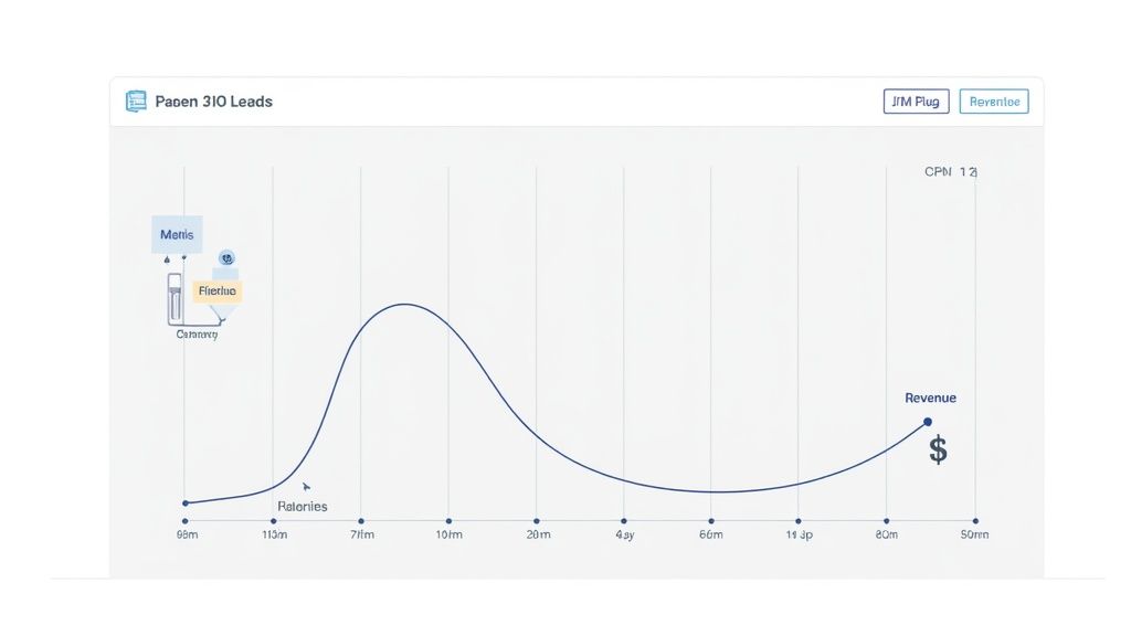 A data dashboard displaying leads and revenue from an influencer marketing for B2B tech campaign.