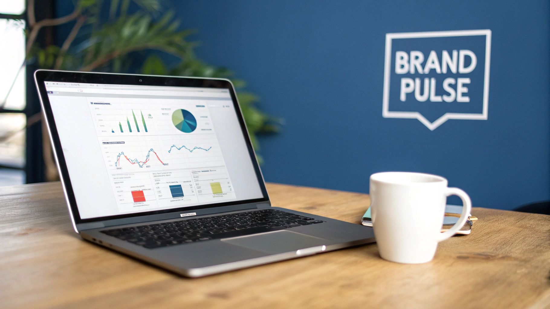 A person pointing at a colorful pie chart on a tablet, symbolizing market share.