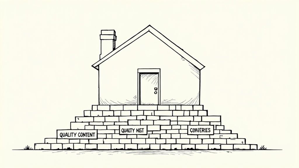 A person working on a laptop with charts and graphs indicating marketing ROI in the background