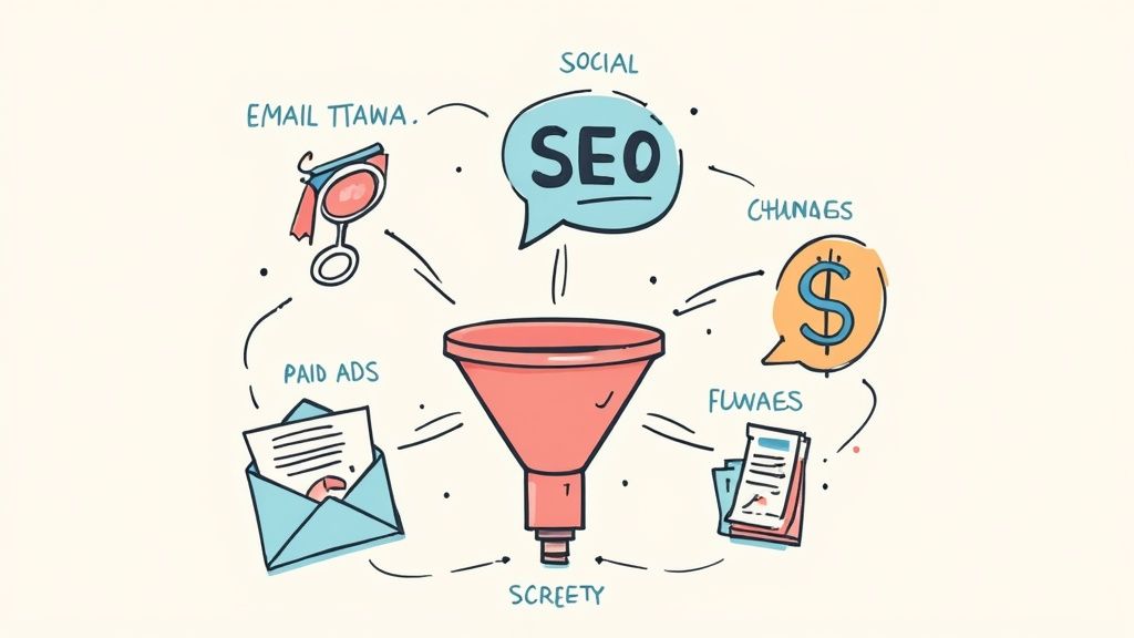 Image of a marketing team defining strategic roles for their core channels.