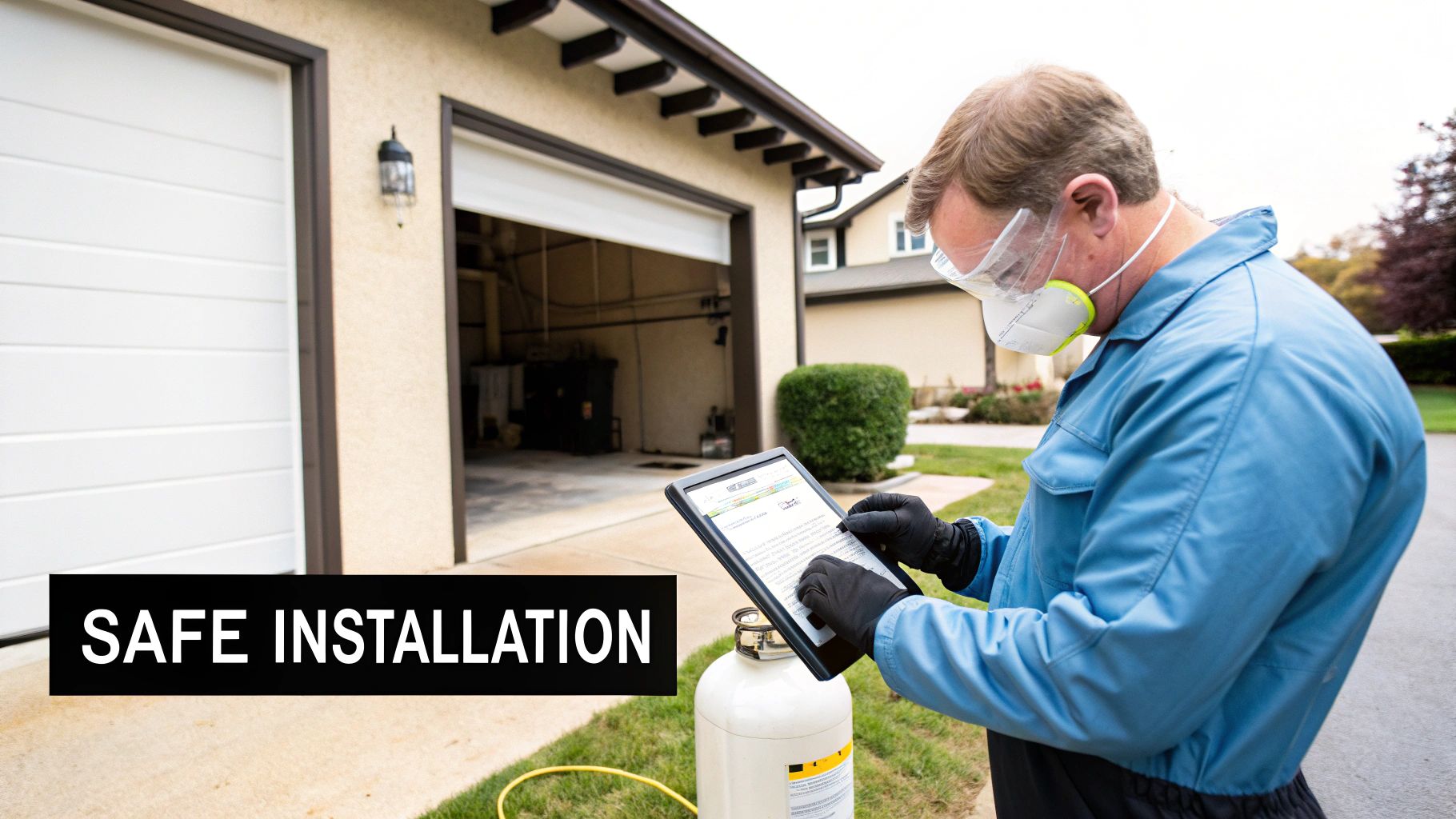 Technician inspecting a home CNG fueling unit