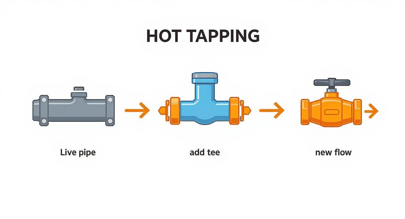 Infographic about hot tapping split tee