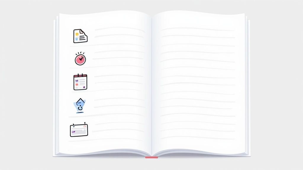 A person working on a laptop at a desk with plants, illustrating the process of building a content calendar.