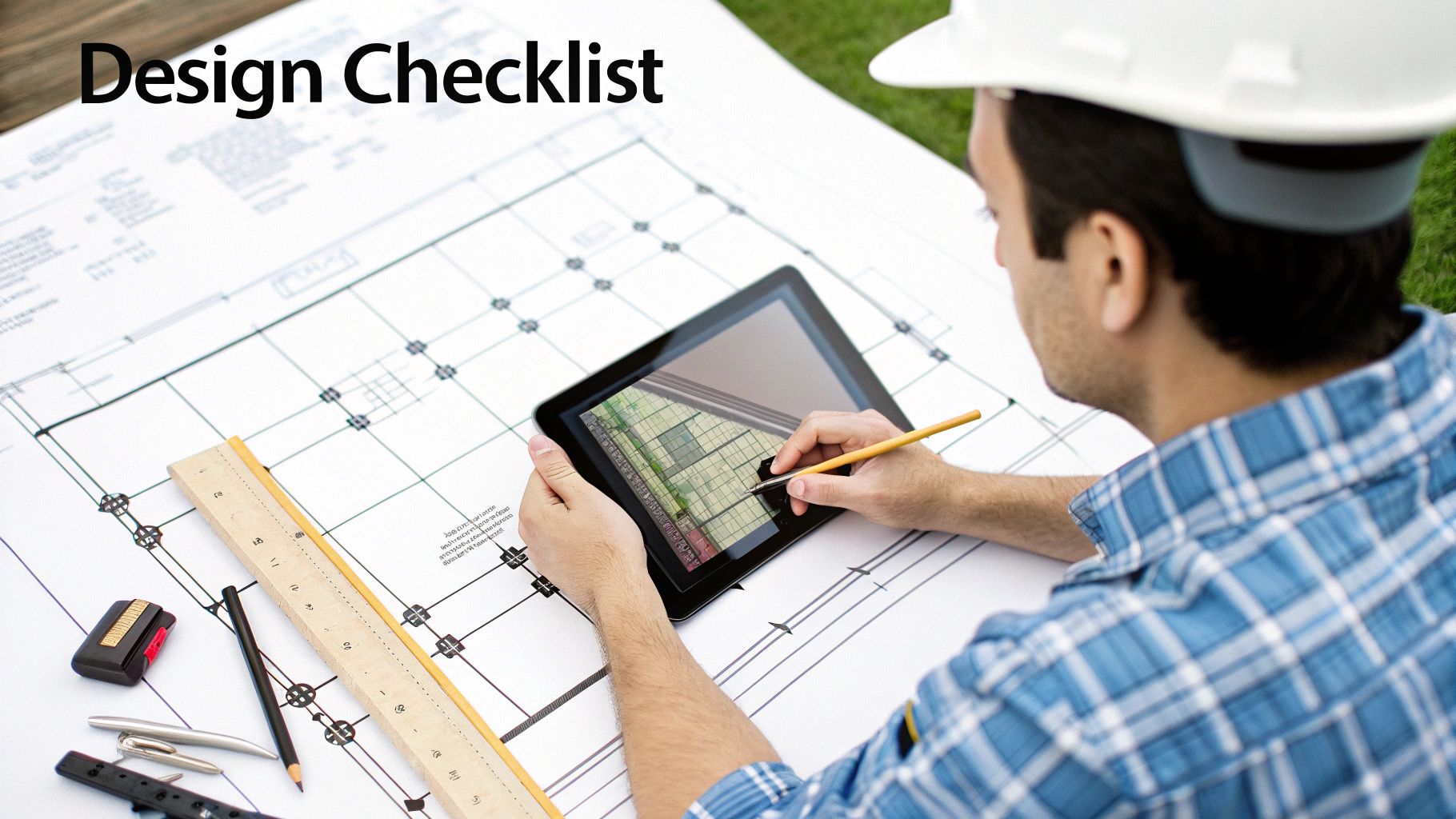 Engineers reviewing blueprints for a cathodic protection system design