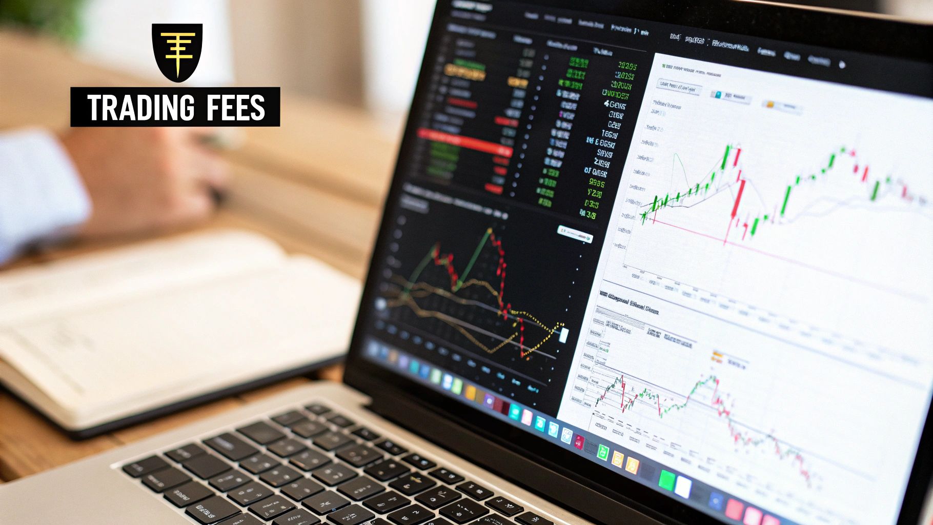 A close-up shot of a stock market ticker board displaying fluctuating numbers and graphs.