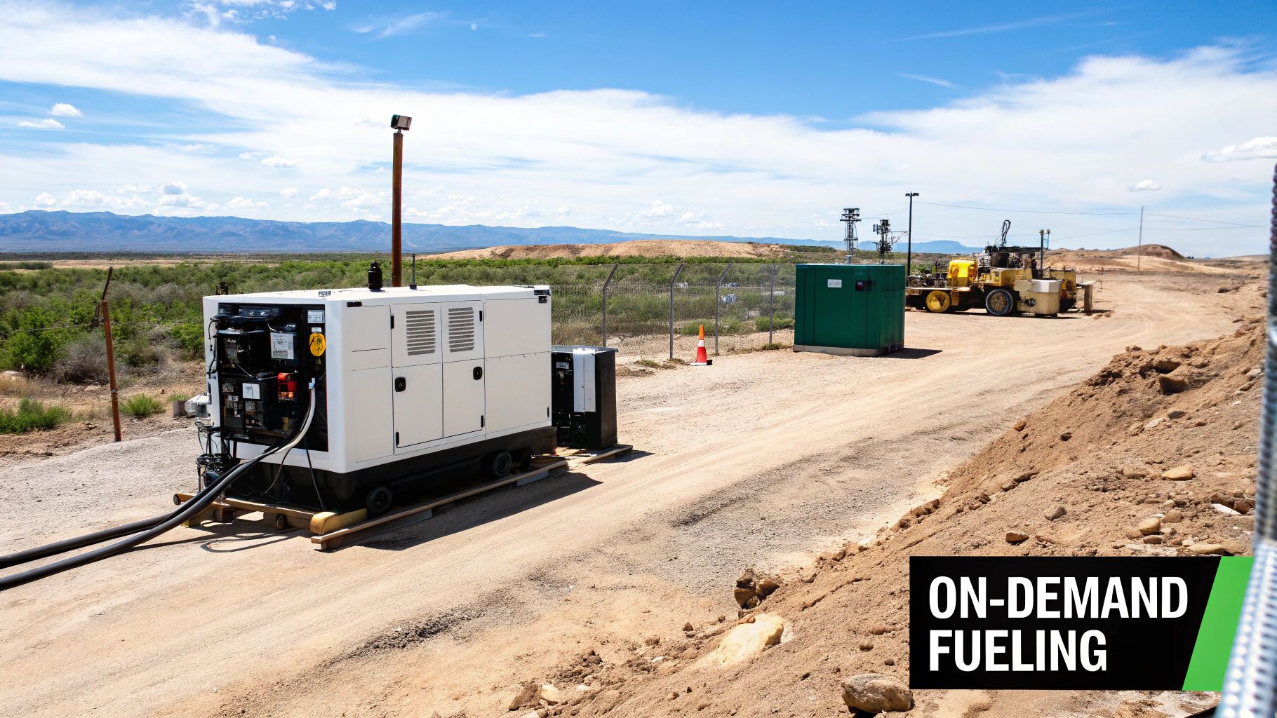 An industrial manufacturing facility with a CNG virtual pipeline trailer connected, showing a practical application of the technology.