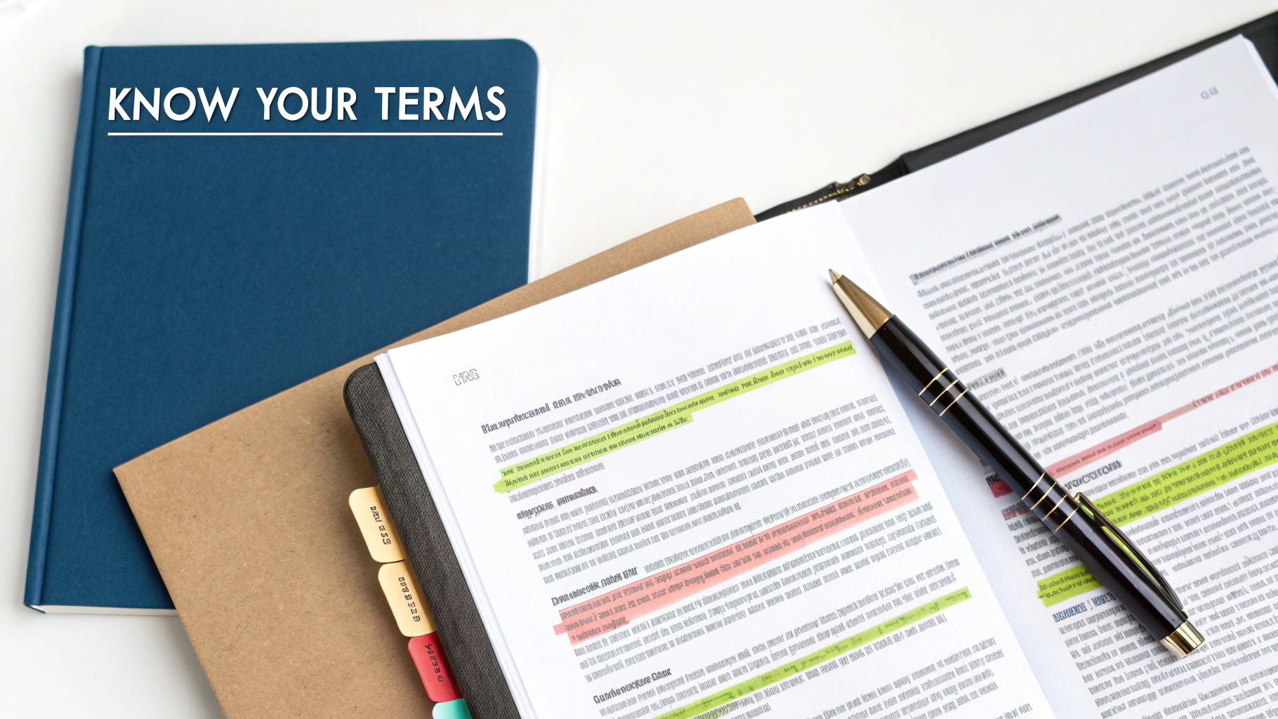 A creator and brand manager pointing at different clauses on a contract document.