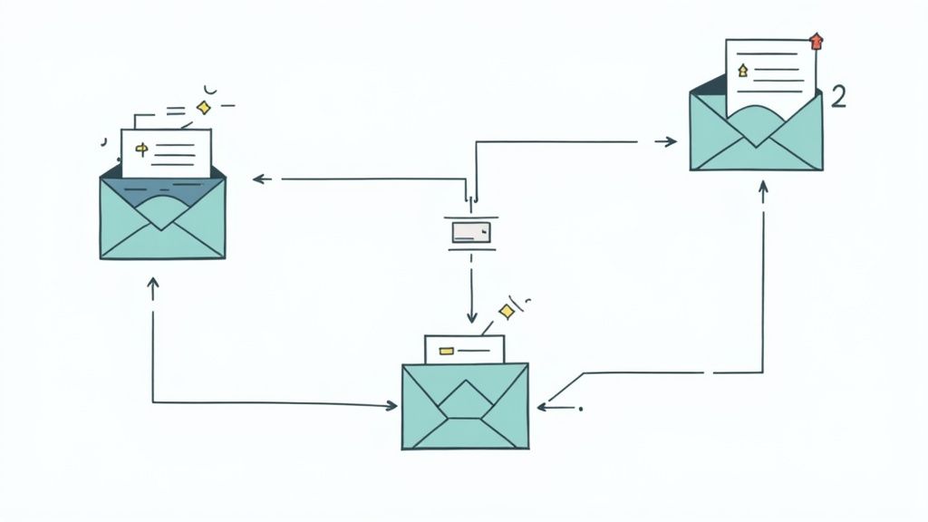 A visual representation of a marketing automation workflow builder