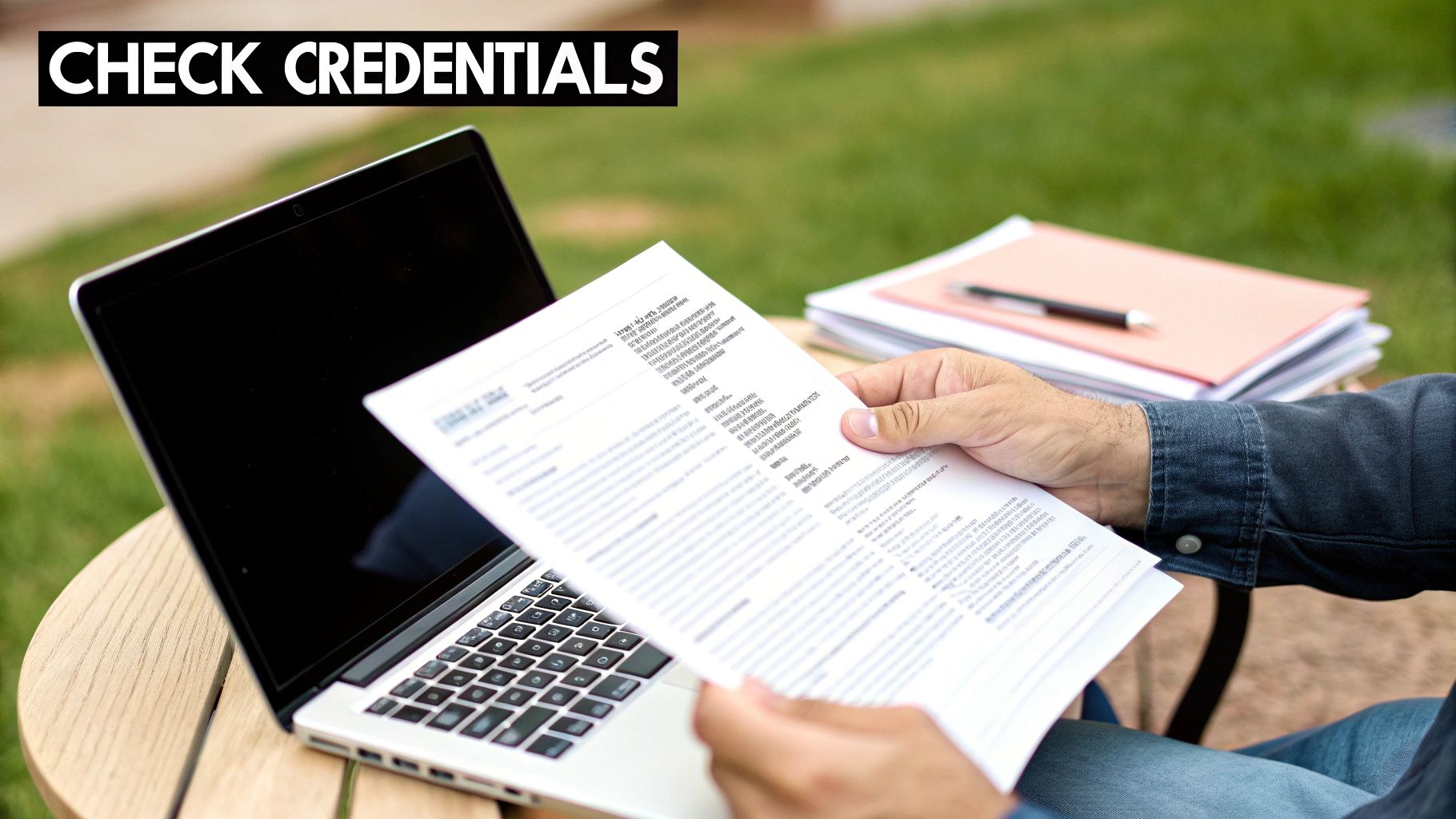 A magnifying glass hovering over a document, symbolizing verification and due diligence.