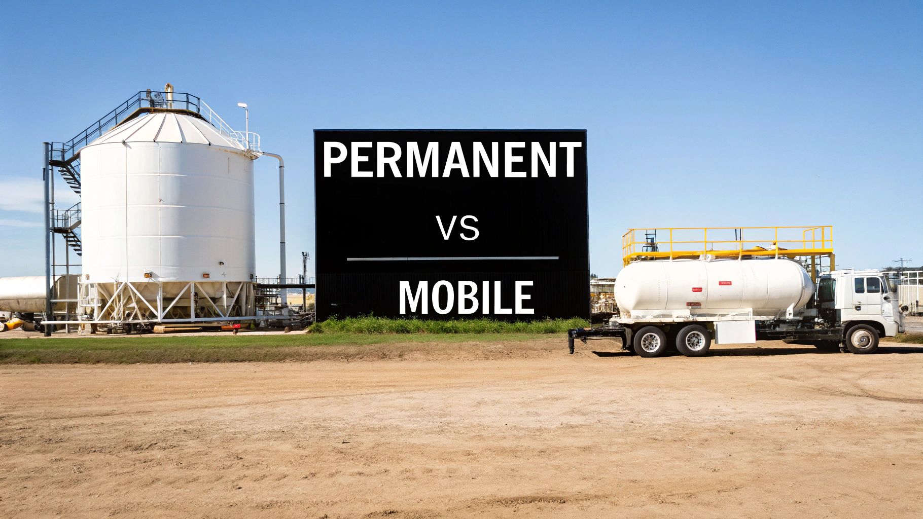 A large, permanent LNG fuel station designed for heavy-duty trucks.