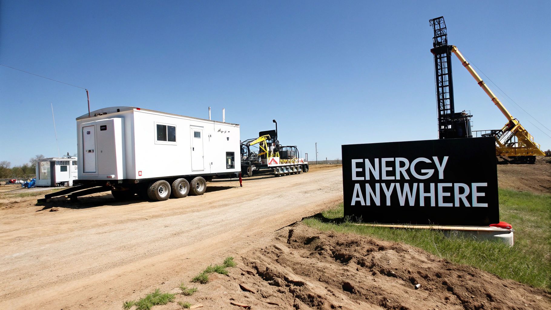 A specialized truck used for mobile natural gas delivery parked at an industrial site.
