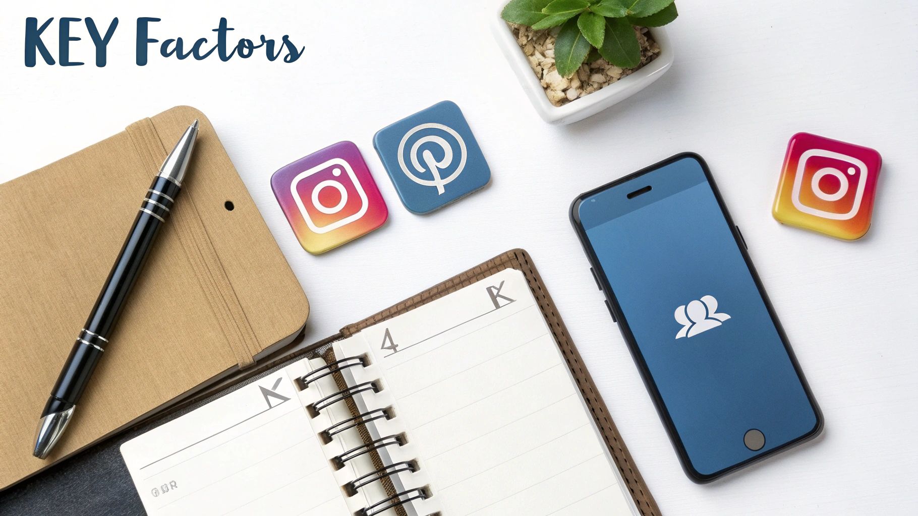 A calculator and a smartphone showing an Instagram profile, illustrating the process of calculating engagement metrics.